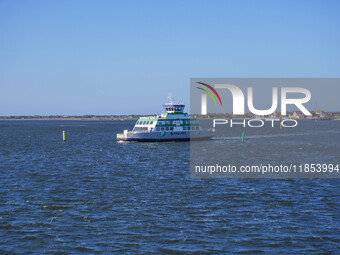 An electric ferry connecting Esbjerg and Fano Island is seen in Nordby, Fano Island, Denmark, on April 29, 2024. (