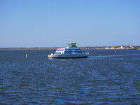 An electric ferry connecting Esbjerg and Fano Island is seen in Nordby, Fano Island, Denmark, on April 29, 2024. (