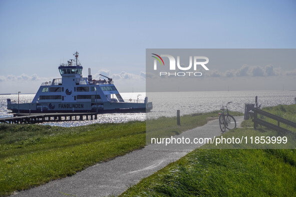 An electric ferry connecting Esbjerg and Fano Island is seen in Nordby, Fano Island, Denmark, on April 29, 2024. 