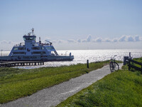 An electric ferry connecting Esbjerg and Fano Island is seen in Nordby, Fano Island, Denmark, on April 29, 2024. (