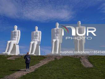 The Man Meets the Sea giant sculpture by Svend Wiig Hansen is in Esbjerg, Jutland, Denmark, on April 28, 2024. (