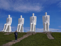 The Man Meets the Sea giant sculpture by Svend Wiig Hansen is in Esbjerg, Jutland, Denmark, on April 28, 2024. (