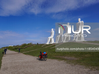 The Man Meets the Sea giant sculpture by Svend Wiig Hansen is in Esbjerg, Jutland, Denmark, on April 28, 2024. (