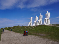 The Man Meets the Sea giant sculpture by Svend Wiig Hansen is in Esbjerg, Jutland, Denmark, on April 28, 2024. (