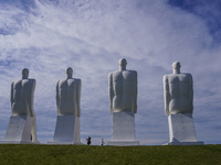 The Man Meets the Sea giant sculpture by Svend Wiig Hansen is in Esbjerg, Jutland, Denmark, on April 28, 2024. (