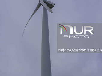 Wind turbines are seen in Esbjerg, Denmark, on April 28, 2024 (