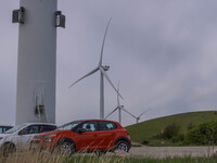 Wind turbines are seen in Esbjerg, Denmark, on April 28, 2024 (