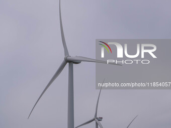 Wind turbines are seen in Esbjerg, Denmark, on April 28, 2024 (