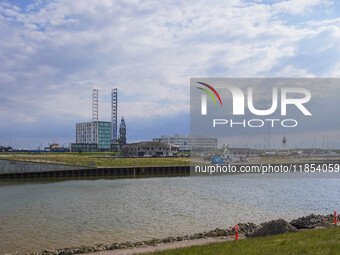 A general view of the shipyard is seen in Esbjerg, Denmark, on April 28, 2024 (