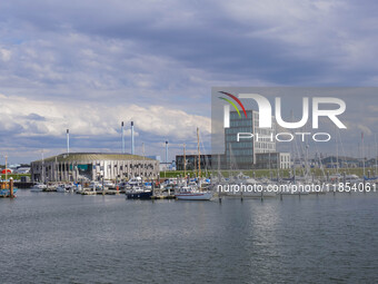 A general view of the shipyard and port is seen in Esbjerg, Denmark, on April 28, 2024 (