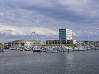 A general view of the shipyard and port is seen in Esbjerg, Denmark, on April 28, 2024 (