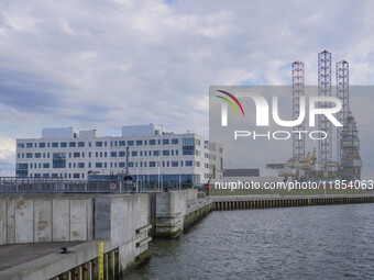 A general view of the shipyard is seen in Esbjerg, Denmark, on April 28, 2024 (