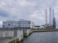 A general view of the shipyard is seen in Esbjerg, Denmark, on April 28, 2024 (