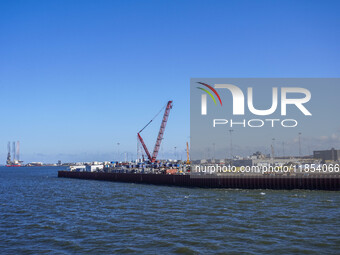 A general view of the port is seen in Esbjerg, Denmark, on April 29, 2024 (