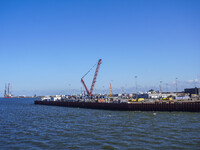 A general view of the port is seen in Esbjerg, Denmark, on April 29, 2024 (