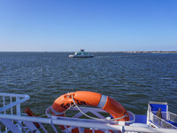 An electric ferry from Fano Island to Esbjerg is seen in Esbjerg, Denmark, on April 29, 2024. (