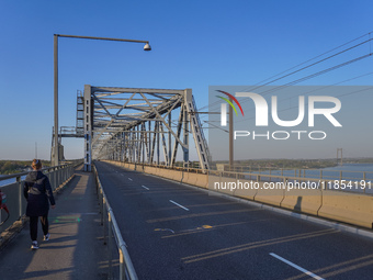 The old bridge over the Little Belt is seen in Kongebro Middelfart, Fyn, Denmark, on May 2, 2024. (