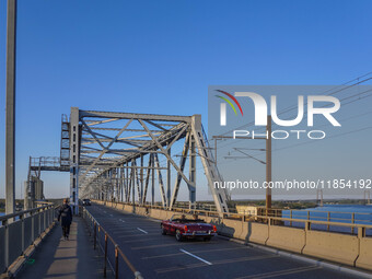 The old bridge over the Little Belt is seen in Kongebro Middelfart, Fyn, Denmark, on May 2, 2024. (