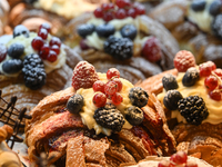 KRAKOW, POLAND - DECEMBER 10:   
An assortment of croissants displayed in a pastry shop in Krakow's Old Town, on December 10, 2024 in Krakow...