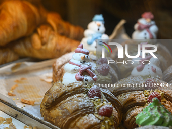 KRAKOW, POLAND - DECEMBER 10:   
An assortment of croissants displayed in a pastry shop in Krakow's Old Town, on December 10, 2024 in Krakow...