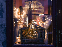 KRAKOW, POLAND - DECEMBER 10:   
A view of Christmas festive decorations adorning the window of Camelot Cafe in Krakow’s UNESCO-listed Old T...