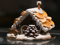 KRAKOW, POLAND - DECEMBER 10:   
A Christmas Cake composition made from traditional Christmas gingerbread displayed in a pastry shop in Krak...