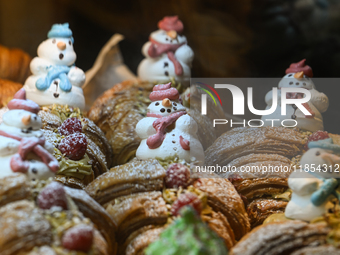 KRAKOW, POLAND - DECEMBER 10:   
An assortment of croissants displayed in a pastry shop in Krakow's Old Town, on December 10, 2024 in Krakow...