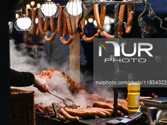 KRAKOW, POLAND - DECEMBER 10:   
 Traditional Polish food on display at the Christmas Market in Krakow's UNESCO-listed Market Square, on Dec...