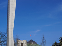 The Parliament of Poland building is on Wiejska Street in Warsaw, Poland, on March 30, 2024. (