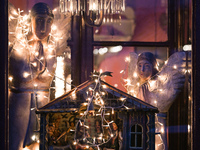 KRAKOW, POLAND - DECEMBER 10:   
A view of Christmas festive decorations adorning the window of Camelot Cafe in Krakow’s UNESCO-listed Old T...