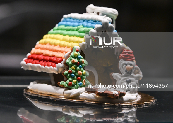 KRAKOW, POLAND - DECEMBER 10:   
A Christmas Cake composition made from traditional Christmas gingerbread displayed in a pastry shop in Krak...