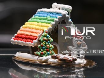 KRAKOW, POLAND - DECEMBER 10:   
A Christmas Cake composition made from traditional Christmas gingerbread displayed in a pastry shop in Krak...