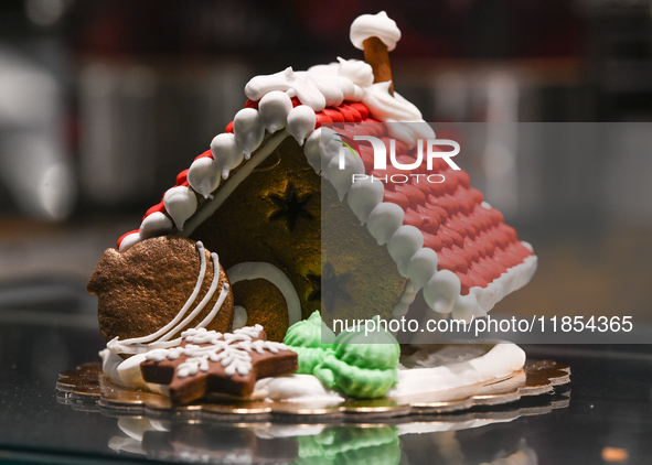 KRAKOW, POLAND - DECEMBER 10:   
A Christmas Cake composition made from traditional Christmas gingerbread displayed in a pastry shop in Krak...