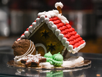 KRAKOW, POLAND - DECEMBER 10:   
A Christmas Cake composition made from traditional Christmas gingerbread displayed in a pastry shop in Krak...