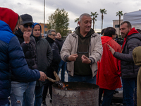 Presidium of Trasnova workers is in Pomigliano d'Arco, Italy, on december 10, 2024, where the banner reads, ''Stellantis, the French colossu...