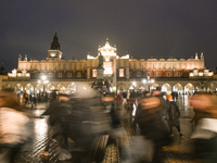 KRAKOW, POLAND - DECEMBER 10:   
A view of the Sukiennice (Cloth Hall) in Krakow’s bustling UNESCO-listed Market Square, on December 10, 202...