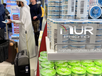 Tobacco products are at a duty-free shop at Zayed International Airport in Abu Dhabi, United Arab Emirates, on March 28, 2024. (