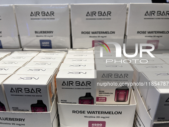 Tobacco products are displayed at a duty-free shop at Zayed International Airport in Abu Dhabi, United Arab Emirates, on March 28, 2024. (