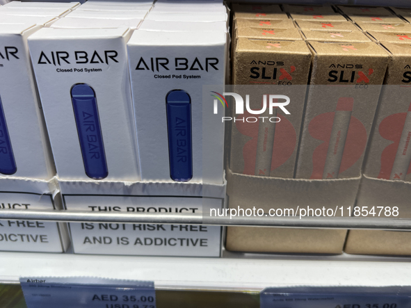 Tobacco products are displayed at a duty-free shop at Zayed International Airport in Abu Dhabi, United Arab Emirates, on March 28, 2024. 