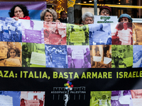 Pacifists protest against the increase in military spending and in favor of human rights in Piazza Capranica near the Chamber of Deputies Pi...