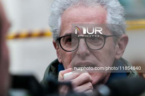 Paolo Ciani, a centre-left MP, participates in a protest by pacifists against the increase in military spending and in favor of human rights...