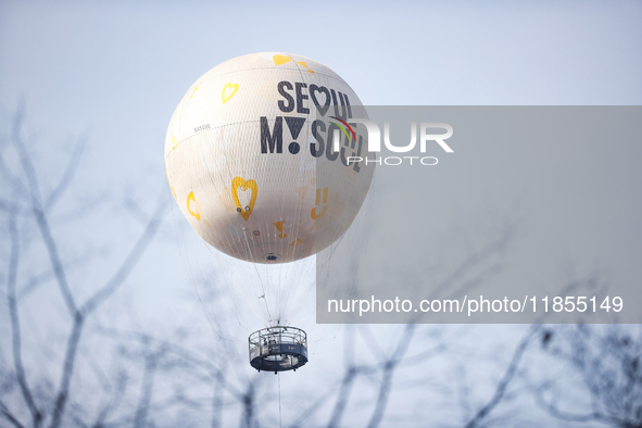 Tourists ride hot air balloons at Yeouido Park in Seoul, South Korea, on December 11, 2024. A week passes since President Yoon Suk-yeol's de...