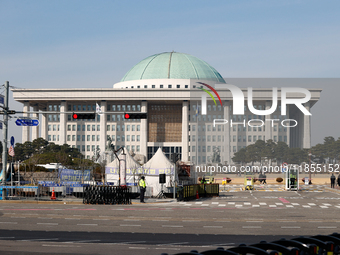 A view of the National Assembly in Seoul, South Korea, on December 11, 2024, a week after President Yoon Suk-yeol's declaration of martial l...