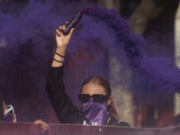 Victims of sexual and digital violence demonstrate outside the National Polytechnic Institute in Mexico City, Mexico, on December 10, 2024,...