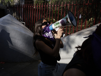 Victims of sexual and digital violence demonstrate outside the National Polytechnic Institute in Mexico City, Mexico, on December 10, 2024,...