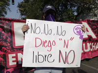 Victims of sexual and digital violence demonstrate outside the National Polytechnic Institute in Mexico City, Mexico, on December 10, 2024,...