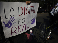 Victims of sexual and digital violence demonstrate outside the National Polytechnic Institute in Mexico City, Mexico, on December 10, 2024,...