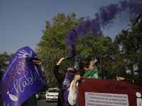 Victims of sexual and digital violence demonstrate outside the National Polytechnic Institute in Mexico City, Mexico, on December 10, 2024,...