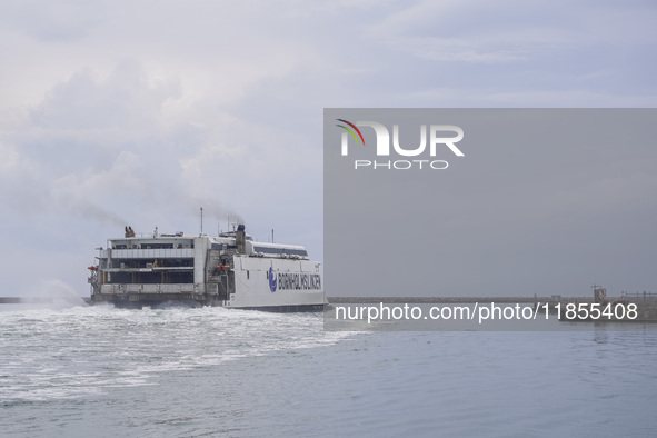 The Bornholmslinjen ferry travels to Bornholm Island in Ystad, Sweden, on August 4, 2024. 