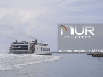 The Bornholmslinjen ferry travels to Bornholm Island in Ystad, Sweden, on August 4, 2024. (